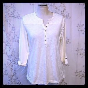 Croft roll up sleeve cotton blouse top cream L